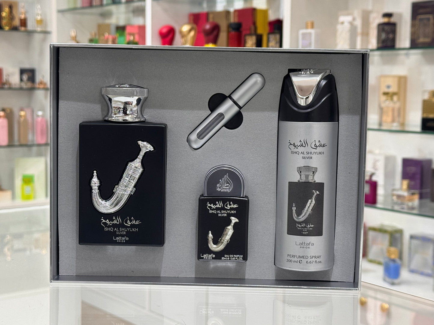 Set Regalo Ishq Al Shuyukh Silver Lattafa Pride
