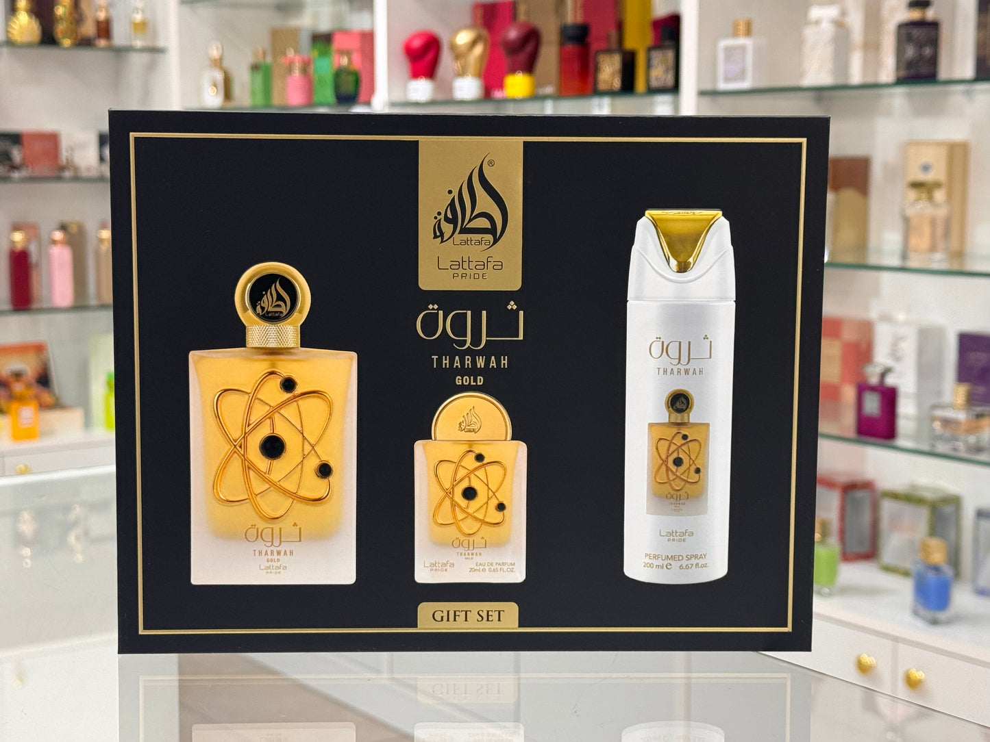 Set Regalo Tharwah Gold Lattafa Pride