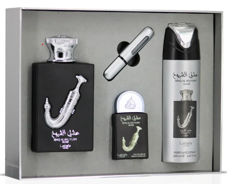 Set Regalo Ishq Al Shuyukh Silver Lattafa Pride