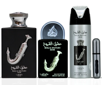 Set Regalo Ishq Al Shuyukh Silver Lattafa Pride
